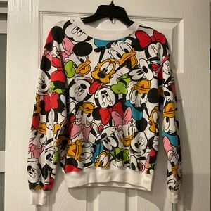 Disney Mickey And Friends White Crewneck Sweatshirt Women's Size XSmall